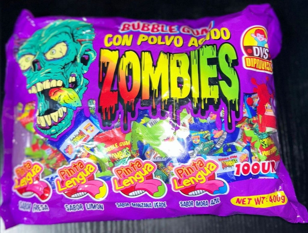ZOMBIES CHICLE ACIDO 1X12X100